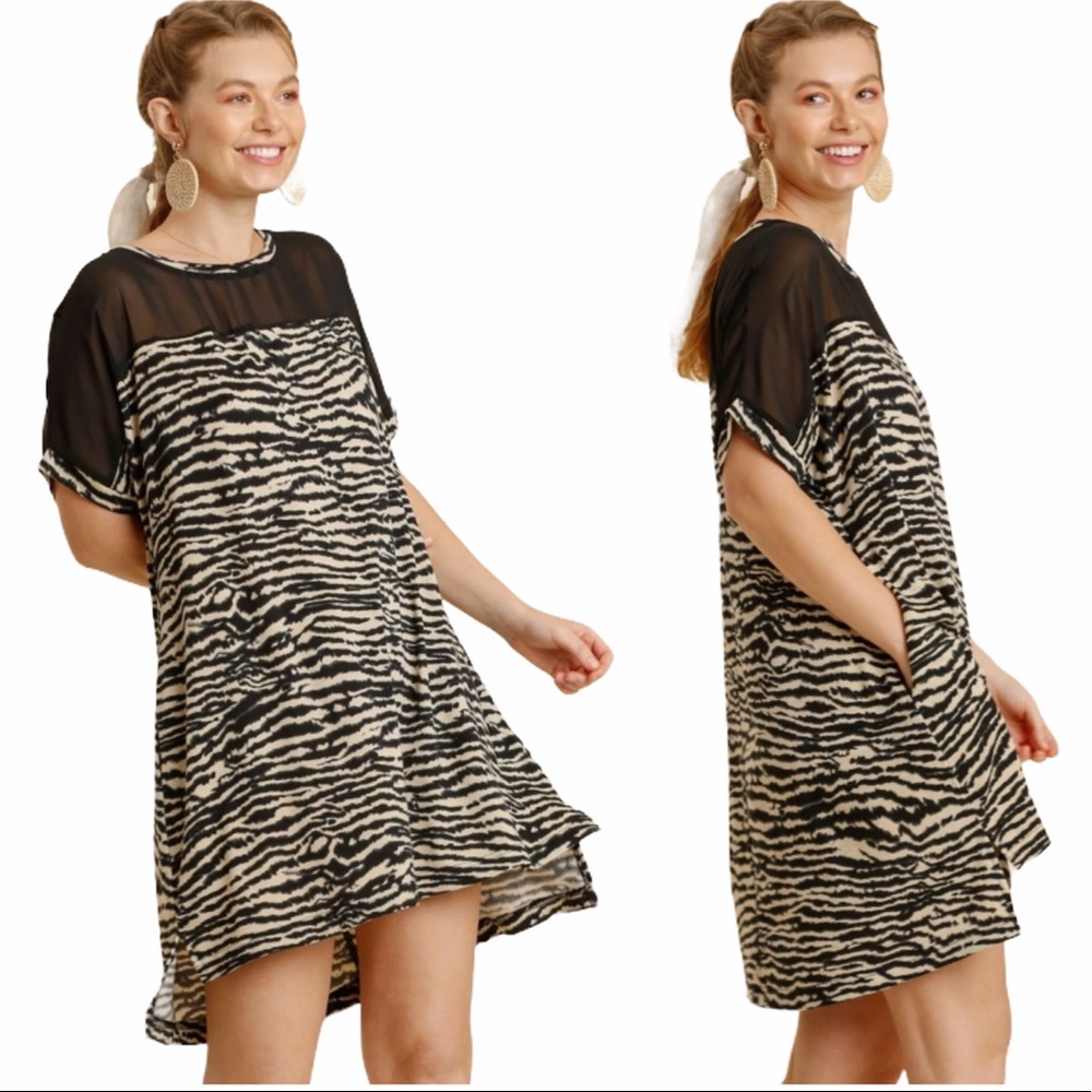 Umgee NWT Boutique Zebra dress S M L
